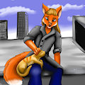 Petting the kitty on the rooftop :3