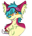 Red and blue fox headshot by AngelCakexoxo