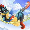 Lucario and Popplio by sohusky