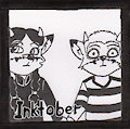 Inktober day 15, Katinka and Kristoffer as Wednesday and Pugsley
