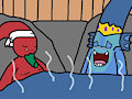 Chef Pepper Jack and the Gulper bathing in the Hot Springs