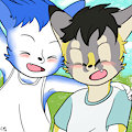 Charliemon and Shorty the fox