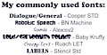 My commonly used fonts