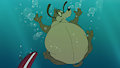 Fat Ferdinand sinks in water