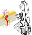 Bunny on bar stool