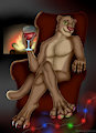 Chilling Feline at the Fireplace by Rahir