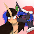 A kiss under the mistletoe