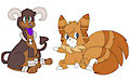 Houndoom Di and Meowstic Ben