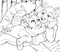 Cuddles with daddy by MerlotMutt