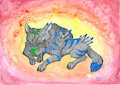 Snuggling wolves by Kampro