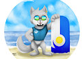 Chibi Wakewolf and his wakeboard