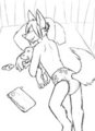 Floof and his Dino (WIP) by Floofyjackal