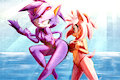 Keijo!!!!!!!! Blaze vs. Amy by BlueChika