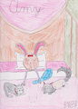 Amy Sleeping with her kitties