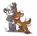 Yoties sniffing pandas