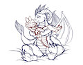 Little dragon, big dragoness (Sketch) by Exelzior