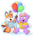 Balloon Sharing - RoareyRaccoon by KennyKitsune