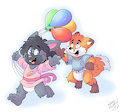 Balloon Chase - RoareyRaccoon by KennyKitsune