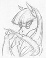 Flirty nerd pony sketch