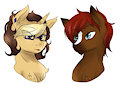 Golden and Scribbles Headshots by PumpykinCider