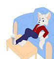 Pent relaxing at home