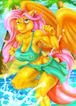 Fluttershy at the beach by DarkAhrounFriesian