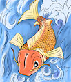 Koi in orange and blues