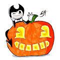 Bendy and his pumpkin by JessyHarinezumi