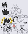 BATIM and Cuphead stream sketches by ReneesRetrograde