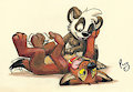 Scratching TK's belly by pandapaco