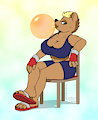 Ursula disdainfully chews honey-flavored gum