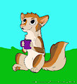 Lil Muskie With A Cup of Coffee