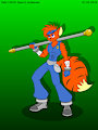 Talis armed with a staff