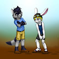 Roscoe mocks Jake's footwear choice by DrJavi