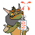 Coffee Addicted Frog Ninja by PixelNoodle