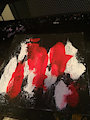 red and white abstract painting