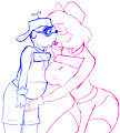 A kiss between lovers sketch