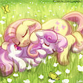 Sleeping in the Flowers by lumineko