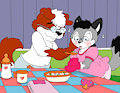 Feeding a puppy...