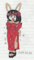 Monica in red dress