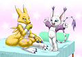 Renamon and Gatomon trade outfits by DrJavi
