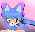 Linette with blue hair