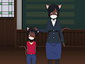 Cat teacher and her son/student. :3