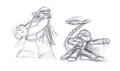 Luke and Jake in a street fight poses