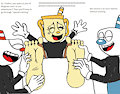 Cuphead and Mugman tickle Chalice
