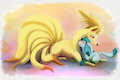 C: Ninetales and Glaceon/color by Pokyblue