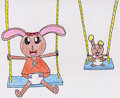 Playing on the swings