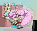 Javalier and Pietrina snuggle while watching TV