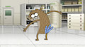Rigby with Mordecai's butt