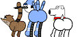 Mordecai, Rigby, and Brian mooning